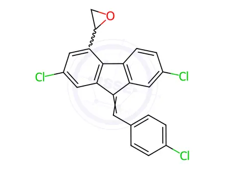 Chemical structure of (E,Z)-9-(4-Chlorophenyl)methylene-5-oxiranyl-2,7-dichlorofluorene