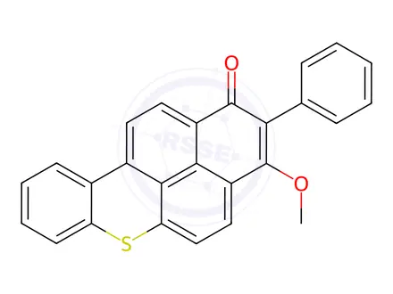 Chemical structure of 3-methoxy-2-phenyl-1H-naphtho[2,1,8-mna]thioxanthen-1-one