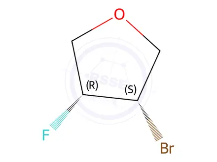 Chemical structure of (3S,4R)-3-bromo-4-fluoro-tetrahydrofuran