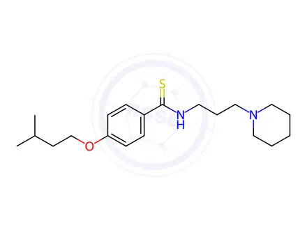 Chemical structure of p-(Isopentyloxy)-N-(3-piperidinopropyl)thiobenzamide