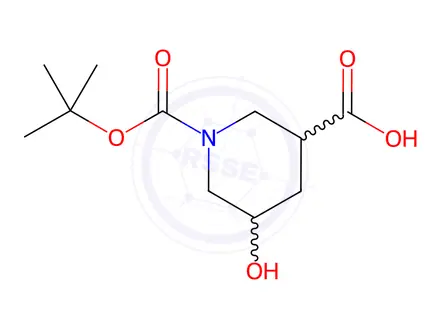 Chemical structure of 1-Boc-5-hydroxypiperidine-3-carboxylic acid