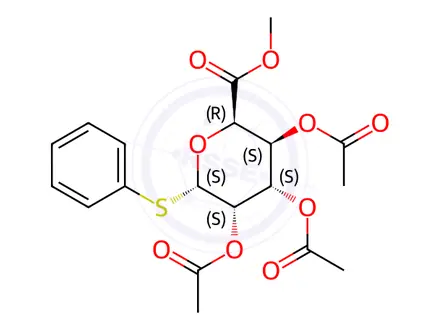 Chemical structure of Phenyl 1-thio-β-D-glucopyranosiduronic Acid Methyl Ester 2,3,4-Triacetate