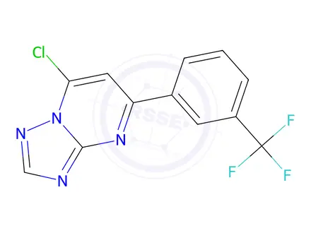 Chemical structure of 7-Chloro-5-(3-(trifluoromethyl)phenyl)-[1,2,4]triazolo[1,5-a]pyrimidine