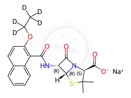 Chemical structure of Nafcillin Sodium Salt-[D5]