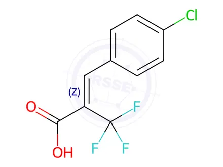 Chemical structure of (Z)-3-(4-chlorophenyl)-2-(trifluoromethyl)acrylic acid
