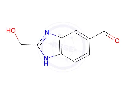 Chemical structure of 1H-Benzimidazole-5-carboxaldehyde,2-(hydroxymethyl)-(9CI)