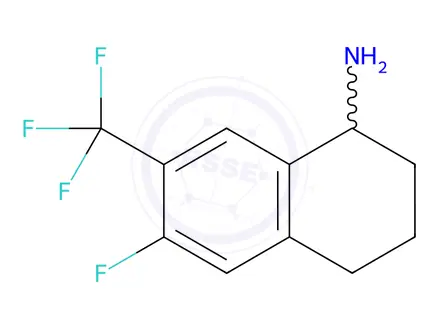 Chemical structure of 6-Fluoro-7-(trifluoromethyl)-1,2,3,4-tetrahydronaphthalen-1-amine