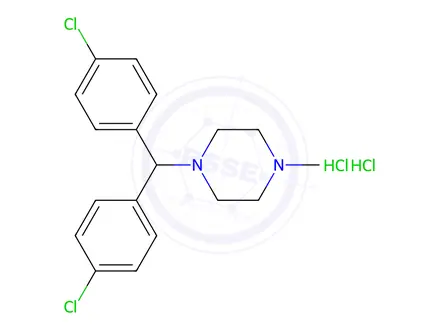 Chemical structure of 1-[bis(4-chlorophenyl)methyl]-4-methyl-piperazine dihydrochloride