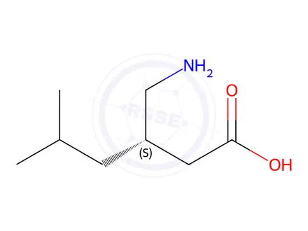 Chemical structure of (S)-3-(Aminomethyl)-5-methylhexanoic acid (Pregabalin)