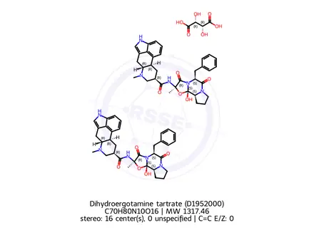 Chemical structure of Dihydroergotamine tartrate (D1952000)