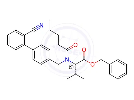 Chemical structure of (S)-Benzyl 2-(N-((2'-cyano-[1,1'-biphenyl]-4-yl)methyl)pentanamido)-3-methylbutanoate