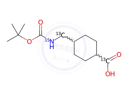 Chemical structure of cis,trans-(1,1-Dimethylethoxy)carbonyl Tranexamic Acid-13C2,15N