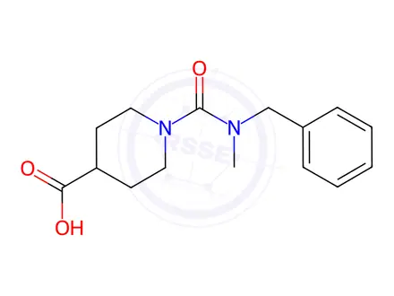 Chemical structure of 1-[Benzyl(methyl)carbamoyl]piperidine-4-carboxylic acid