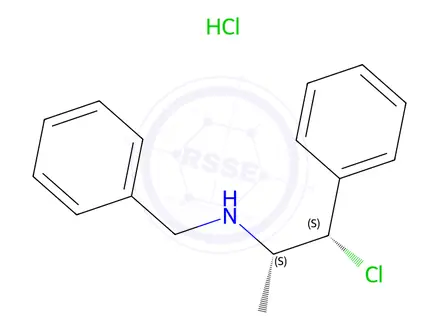 Chemical structure of [S-(R*,R*)-N-benzyl-beta-chloro-alpha-methylphenethylamine hydrochloride