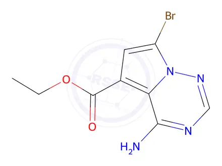 Chemical structure of Ethyl 4-amino-7-bromopyrrolo[2,1-f][1,2,4]triazine-5-carboxylate