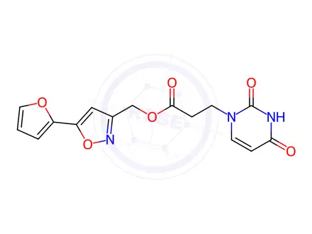 Chemical structure of [5-(furan-2-yl)-1,2-oxazol-3-yl]methyl 3-(2,4-dioxopyrimidin-1-yl)propanoate