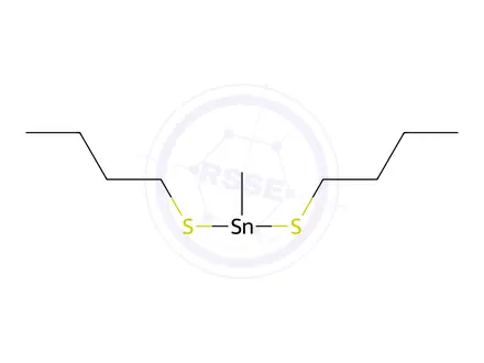 Chemical structure of Dimethyldi(butylthio) tin(IV)