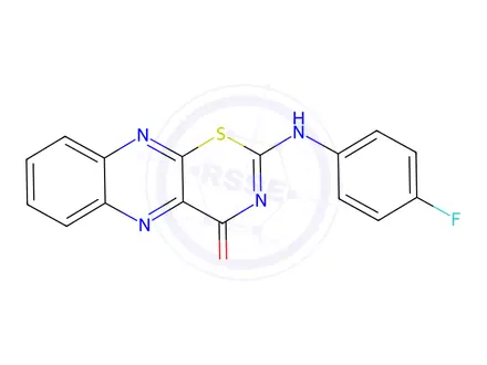 Chemical structure of 2-((4-Fluorophenyl)amino)-4H-[1,3]thiazino[5,6-b]quinoxalin-4-one