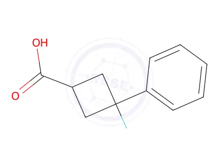 Chemical structure of 3-fluoro-3-phenylcyclobutane-1-carboxylic Acid
