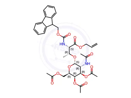 Chemical structure of FMOC-L-THR(Α-D-GALNAC(AC)3)-OALLYL