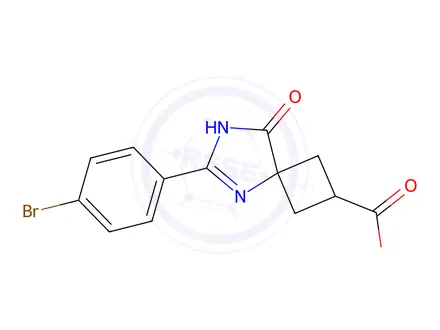 Chemical structure of 6-(4-Bromophenyl)-8-oxo-5,7-diazaspiro[3.4]Oct-5-ene-2-carboxylic acid