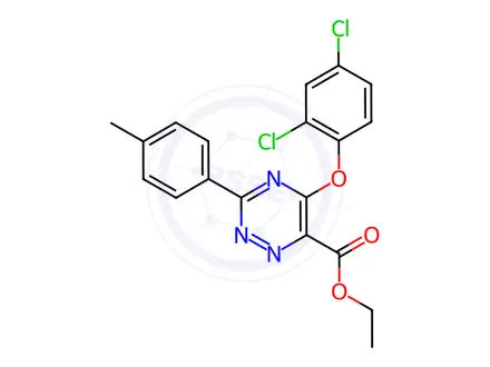 Chemical structure of Ethyl 5-(2,4-dichlorophenoxy)-3-(4-methylphenyl)-1,2,4-triazine-6-carboxylate