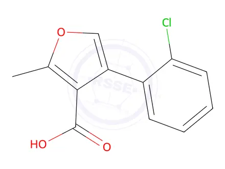 Chemical structure of 4-(2-Chlorophenyl)-2-methylfuran-3-carboxylic Acid