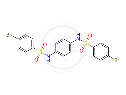 Chemical structure of N,N'-(1,4-phenylene)bis(4-bromobenzenesulfonamide)