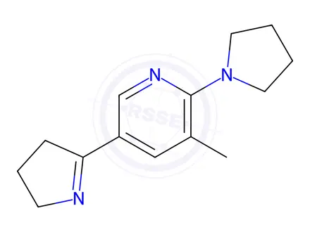 Chemical structure of 5-(3,4-Dihydro-2H-pyrrol-5-yl)-3-methyl-2-(pyrrolidin-1-yl)pyridine