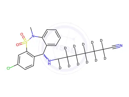 Chemical structure of Decarboxy Tianeptine-d12 Nitrile