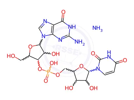 Chemical structure of Guanylyl-3-5-uridine ammonium salt