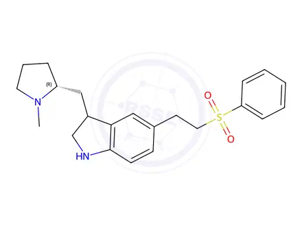Chemical structure of 3-(((R)-1-methylpyrrolidin-2-yl)methyl)-5-(2-(phenylsulfonyl)ethyl)indoline