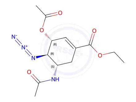 Chemical structure of (3R,4R,5S)-ethyl 5-acetamido-3-acetoxy-4-azidocyclohex-1-enecarboxylate