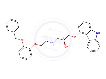 Chemical structure of (R)-(+)-2'-O-BENZYLOXY-2-O-DESMETHYLCARVEDILOL