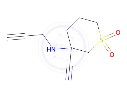 Chemical structure of 3-(Prop-2-yn-1-ylamino)tetrahydro-2H-thiopyran-3-carbonitrile 1,1-dioxide