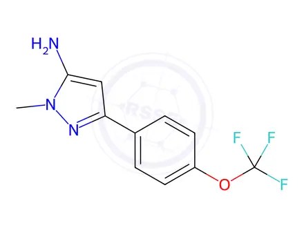Chemical structure of 1-Methyl-3-(4-(trifluoromethoxy)phenyl)-1H-pyrazol-5-amine