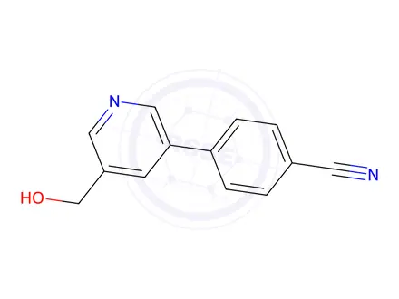Chemical structure of 4-(5-(Hydroxymethyl)pyridin-3-yl)benzonitrile