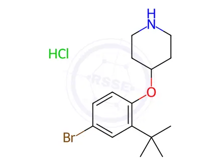 Chemical structure of 4-[4-Bromo-2-(tert-butyl)phenoxy]piperidine hydrochloride