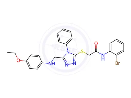 Chemical structure of N-(2-Bromophenyl)-2-((5-(((4-ethoxyphenyl)amino)methyl)-4-phenyl-4H-1,2,4-triazol-3-yl)thio)acetamide