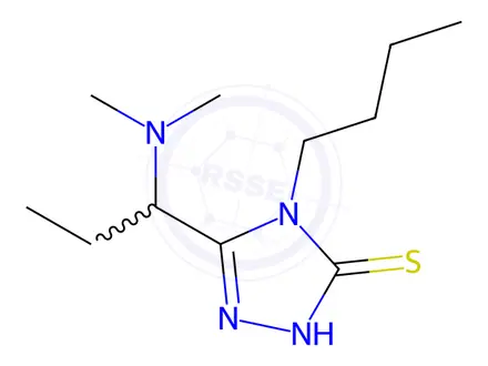 Chemical structure of 4-Butyl-5-[1-(dimethylamino)propyl]-4H-1,2,4-triazole-3-thiol