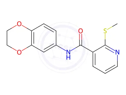 Chemical structure of N-(2,3-Dihydrobenzo[b][1,4]dioxin-6-yl)-2-(methylthio)nicotinamide