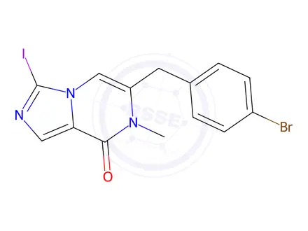 Chemical structure of 6-(4-Bromobenzyl)-3-iodo-7-methylimidazo[1,5-a]pyrazin-8(7H)-one