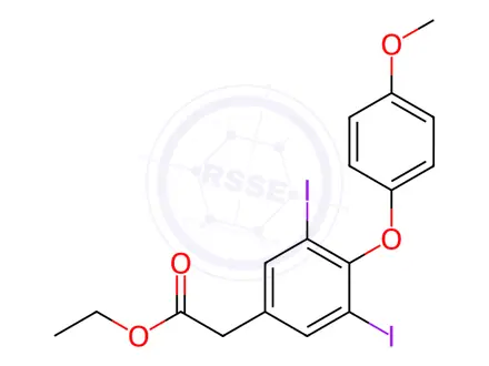 Chemical structure of 3,5-Diiodo-4-O-methyl Thyroacetic Acid Ethyl Ester