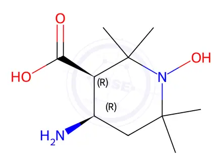 Chemical structure of (3R,4R)-4-Amino-1-oxyl-2,2,6,6-tetramethylpiperidine-3-carboxylic Acid