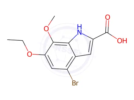 Chemical structure of 4-BRomo-6-ethoxy-7-methoxy-1h-indole-2-carboxylic acid