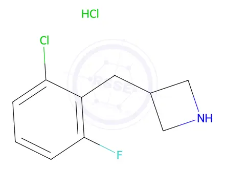 Chemical structure of 3-[(2-chloro-6-fluorophenyl)methyl]azetidine hydrochloride