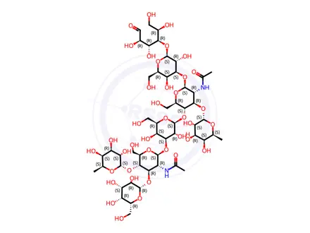 Chemical structure of Difucosyl-para-lacto-N-hexaose II