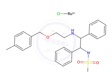 Chemical structure of Ruthenium, chloro[N-[(1R,2R)-2-[(S)-[2-[[(1,2,3,4,5,6-η)-4-methylphenyl]methoxy]ethyl]amino-κN]-1,2-diphenylethyl]methanesulfonamidato-κN]-, stereoisomer