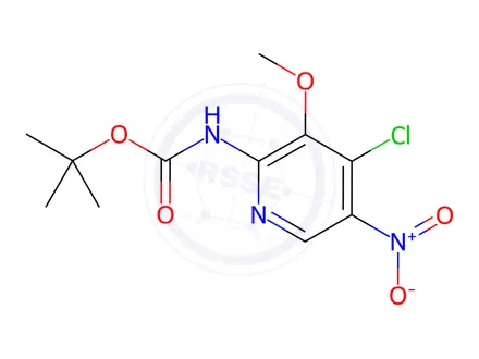 Chemical structure of Carbamic acid, N-(4-chloro-3-methoxy-5-nitro-2-pyridinyl)-, 1,1-dimethylethyl ester