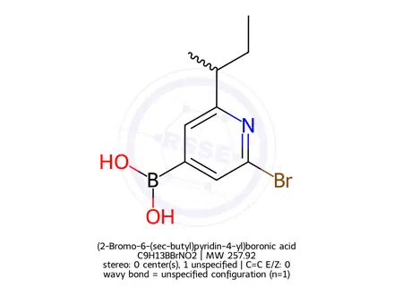 Chemical structure of (2-Bromo-6-(sec-butyl)pyridin-4-yl)boronic acid